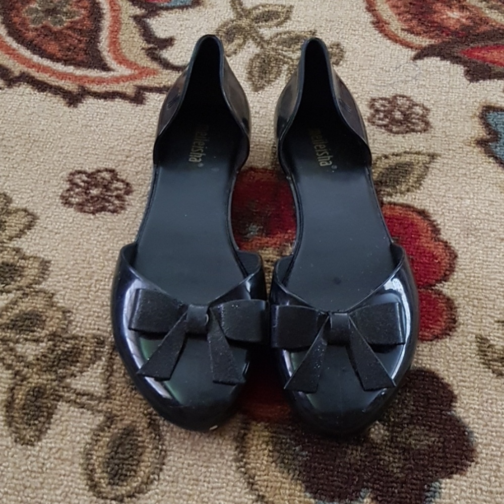 Black meileisha jelly flats